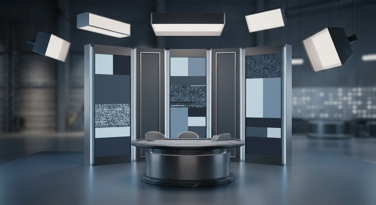 Abstract illustration of live casino tables and video streams represented without real game interfaces or branding